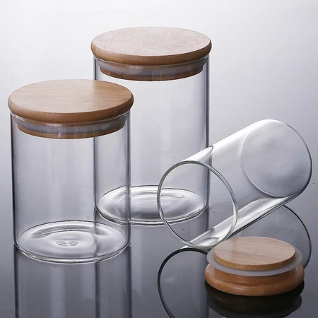 Bamboo Lid Canister Storage Box 550ML